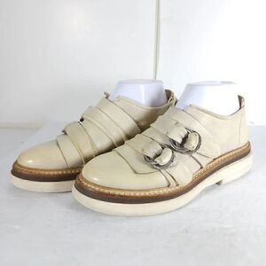 A.S.98 Women's US 37 US 6-6,5 Beige Leather Double Straps Platform Loafer Shoes